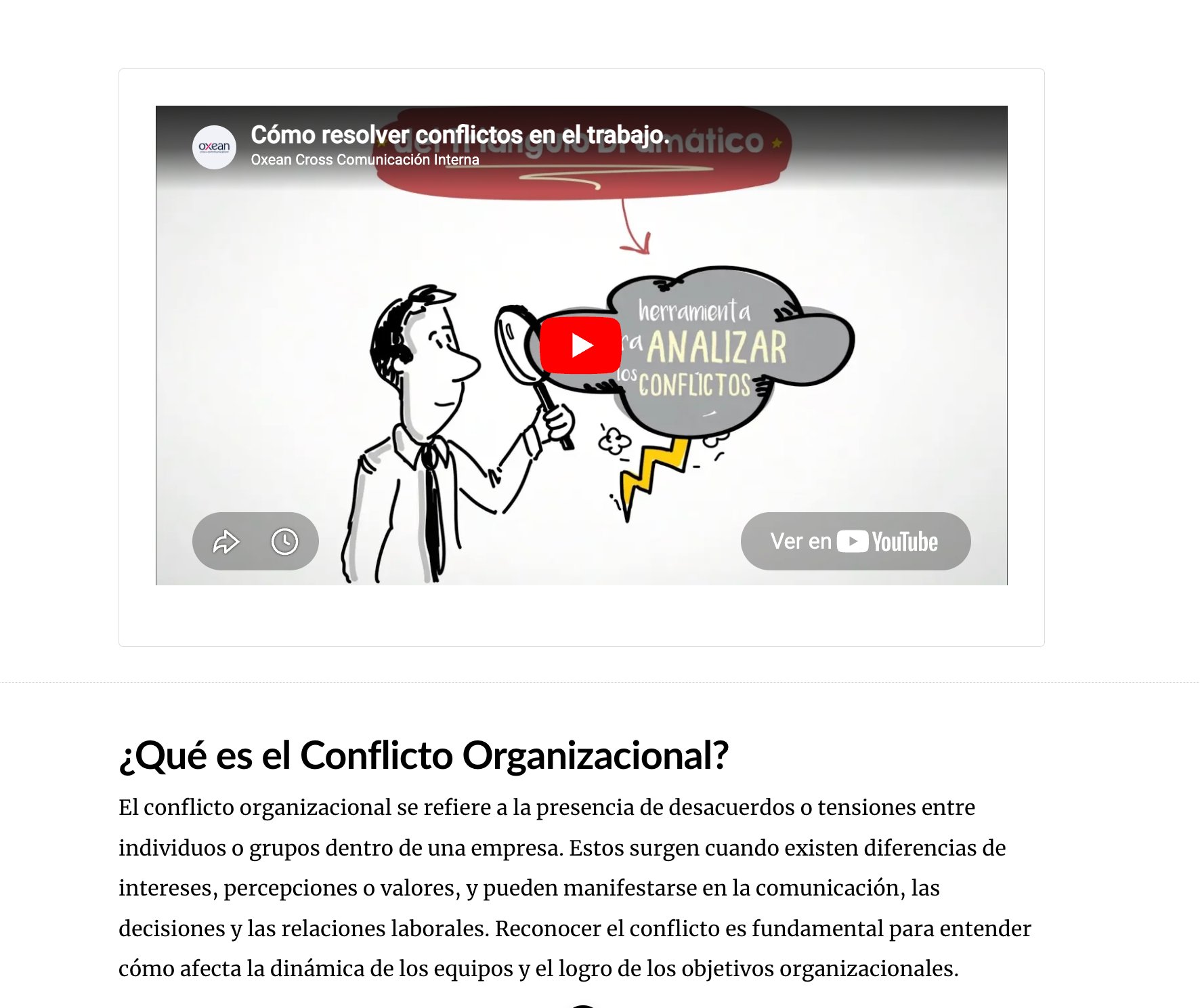 Video YouTube integrado en curso Moodle con texto descriptivo